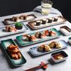 Japanische Keramik rechteckige Platte für Sushi, Dim Sum und Sashimi
