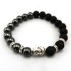 Men's 8mm Lava Stone & Black Gall Stone Beaded Religious Bracelet for Yoga.