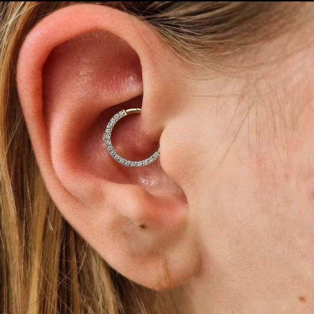 Titanium Golden Cartilage Earrings Shiny Piercing Lip Ring Elegant Rhinestone Nose Ring  Banquet