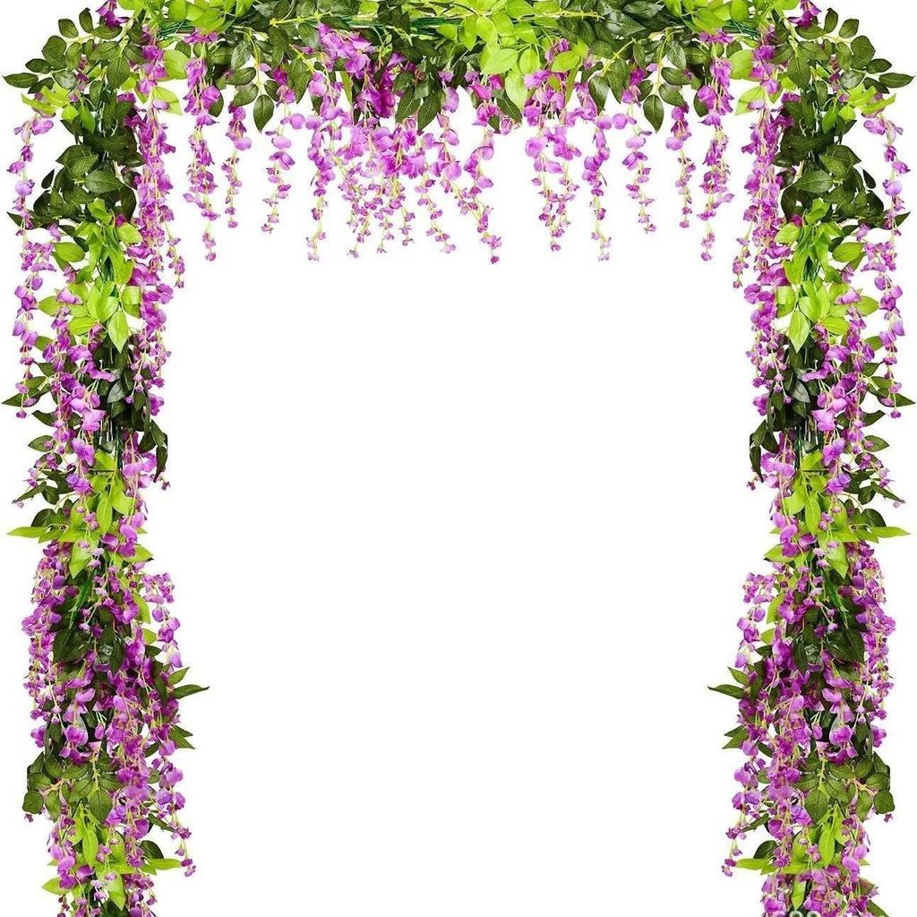 Üppige 70,8" künstliche Glyzinien-Blumengirlande für den Außenbereich, Hochzeitsgartenbogen-Dekor, hängende Blumengirlande, Party-Kunstblume