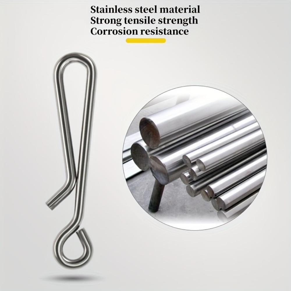100pcs Silvery Stainless Steel Sea Fishing Lure Hanging Pin, Quick Connector Hook, Fishing Gear Buckle