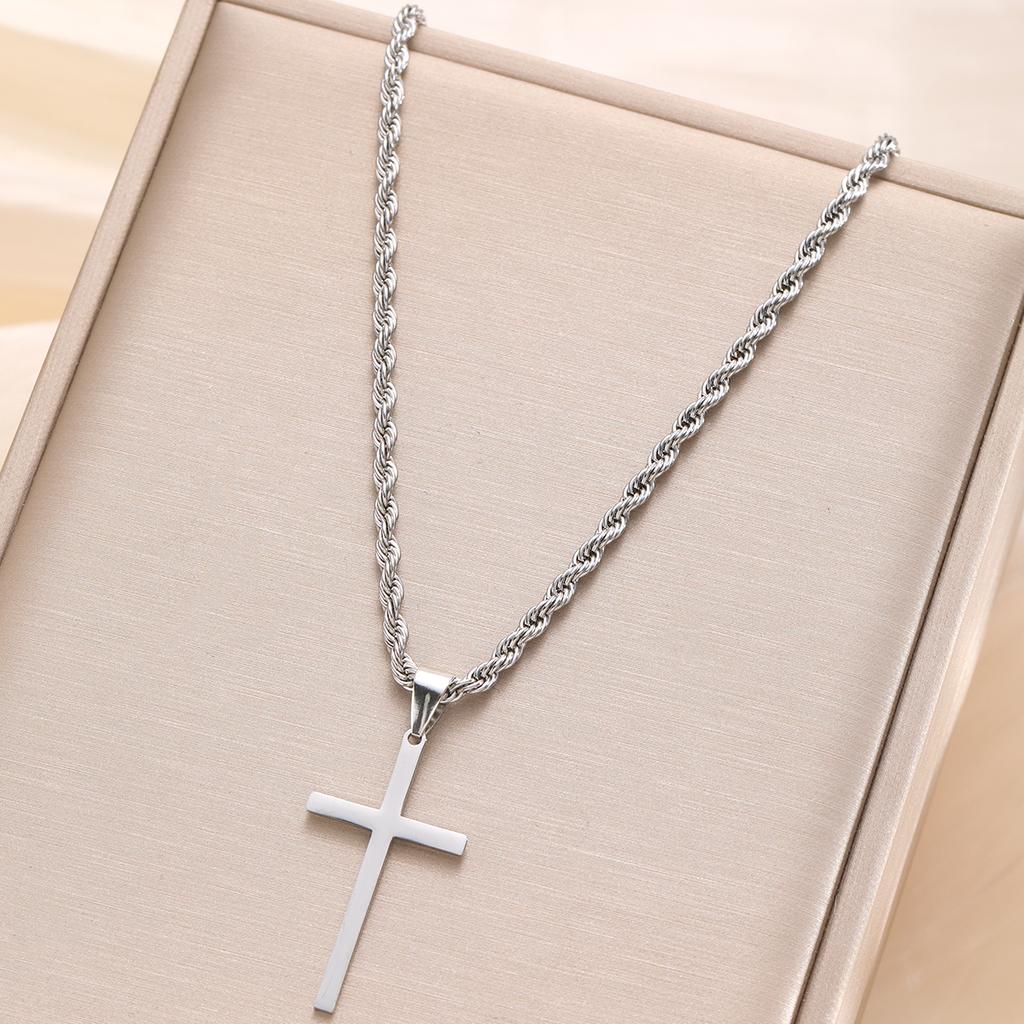 New Stainless Steel Cross Pendant Necklace for Men Women Minimalist Gold Color Jewelry Male Female Necklaces Chokers Gifts