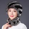 Hat Female Autumn Winter Trendy Versatile Rex Rabbit Hair Cycling Warm Ear Protection Fur Hat Scarf Set