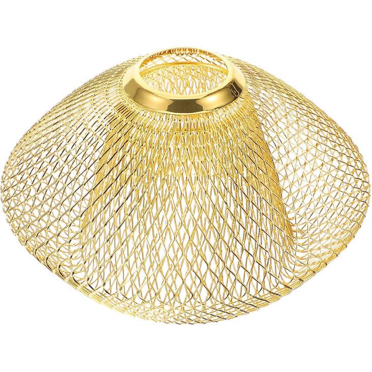 Gadpiparty Golden Iron Mesh Pendant Light Shade - Vintage Hollow Ceiling Lamp Cover for Home, Kitchen, Bar, and Restaurant Decor