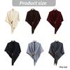 Solid Color Wool Blend Triangular Stole With Leather Clasp Warm Soft Scarf Wrap For Women Lady Winter Autumn Accessory