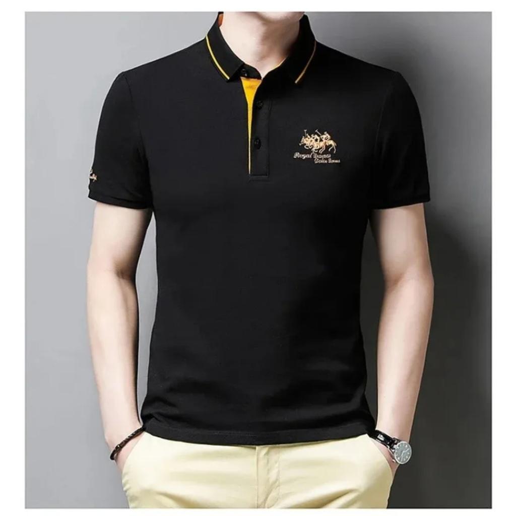 Trend Hub Mens Short Sleeve Embroidered Polo Shirts Breathable Lightweight Shirt Luxury Top Casual Lapel T-shirt Men T Shirt Homme