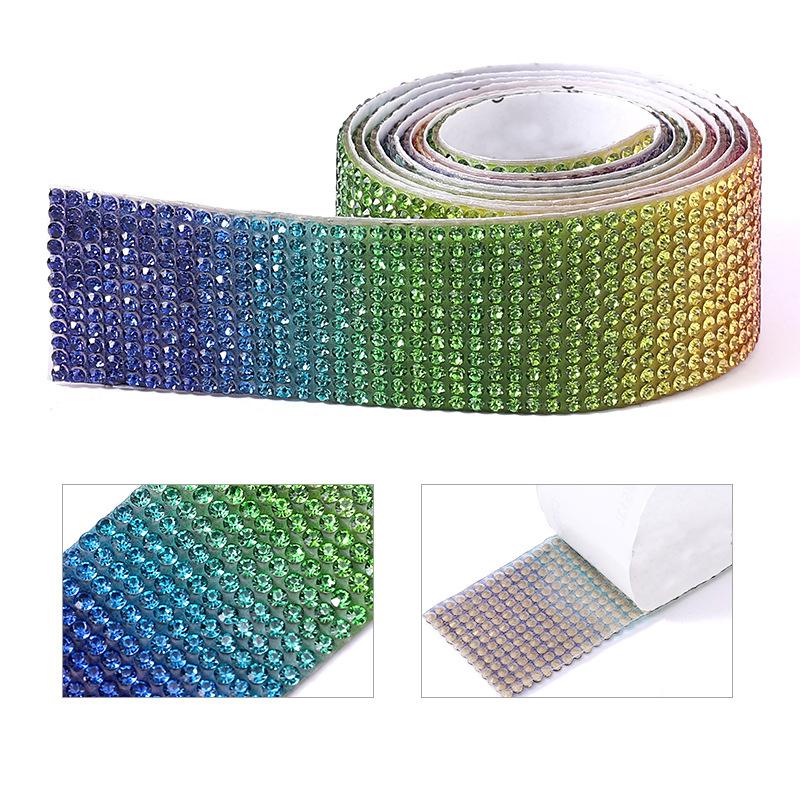 

1 ярд самоклеящиеся хрустальные стразы наклейки алмазная лента блестящие наклейки для поделок своими руками украшения телефона автомобиля 4 Row (8mm) разноцветные