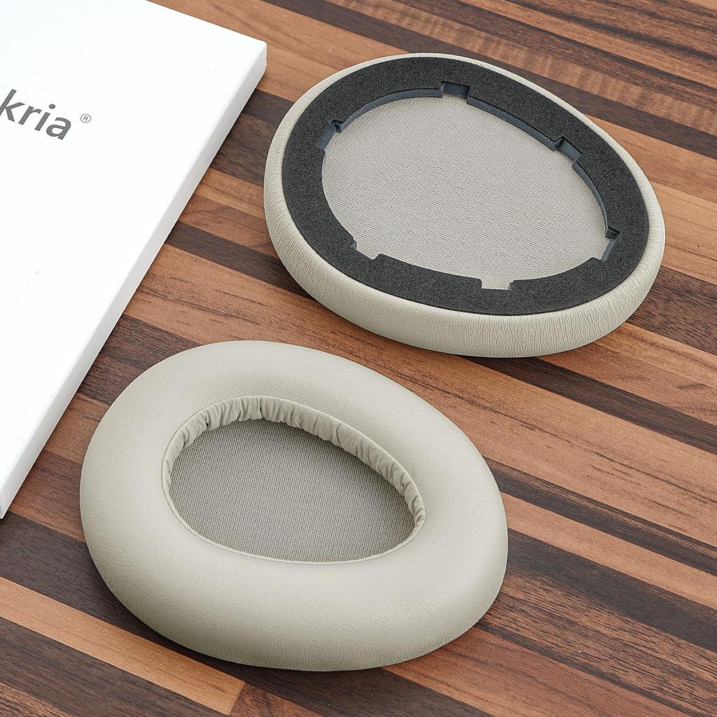 Geekria QuickFit Ear Pads Compatible with JLab JBuds Lux ANC Wireless Ear Cups Headphones, Pads/Ear (Protein Leather/Cloud White)