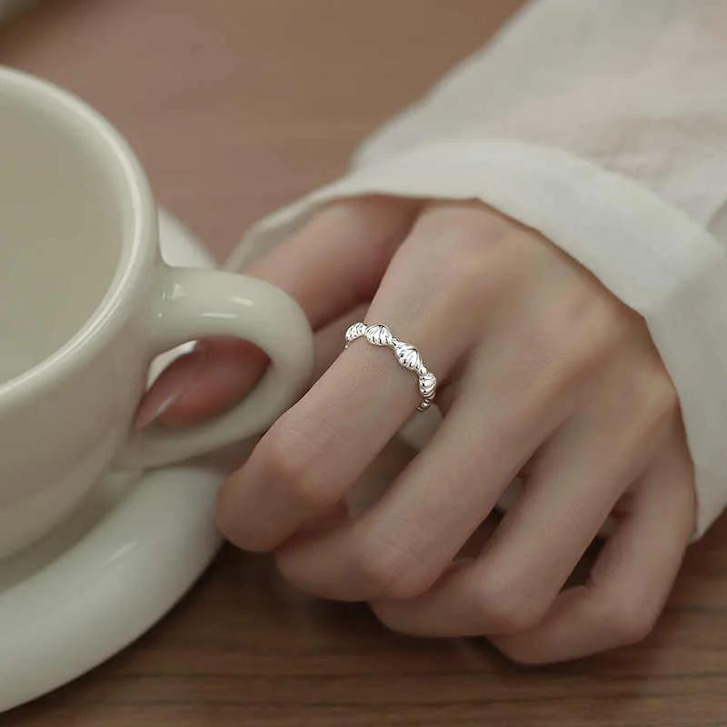 PONYKISS  Sterling Silver Cute Shell Opening Rings for Women Animal Fine  Minimalist Personality Accessories in Summer