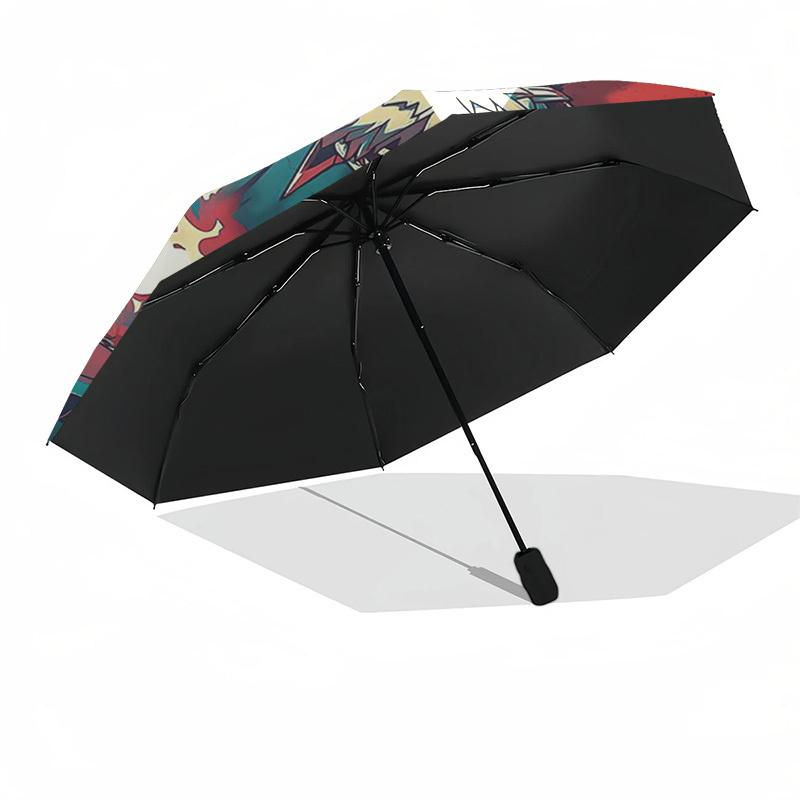 1pc Kamado Tanjirou Outdoor Umbrella - Automatic Opening/Closing, Portable 3-Fold Design, 8-Bone Iron Frame, Perfect Gift for Fans, Travelers, Da
