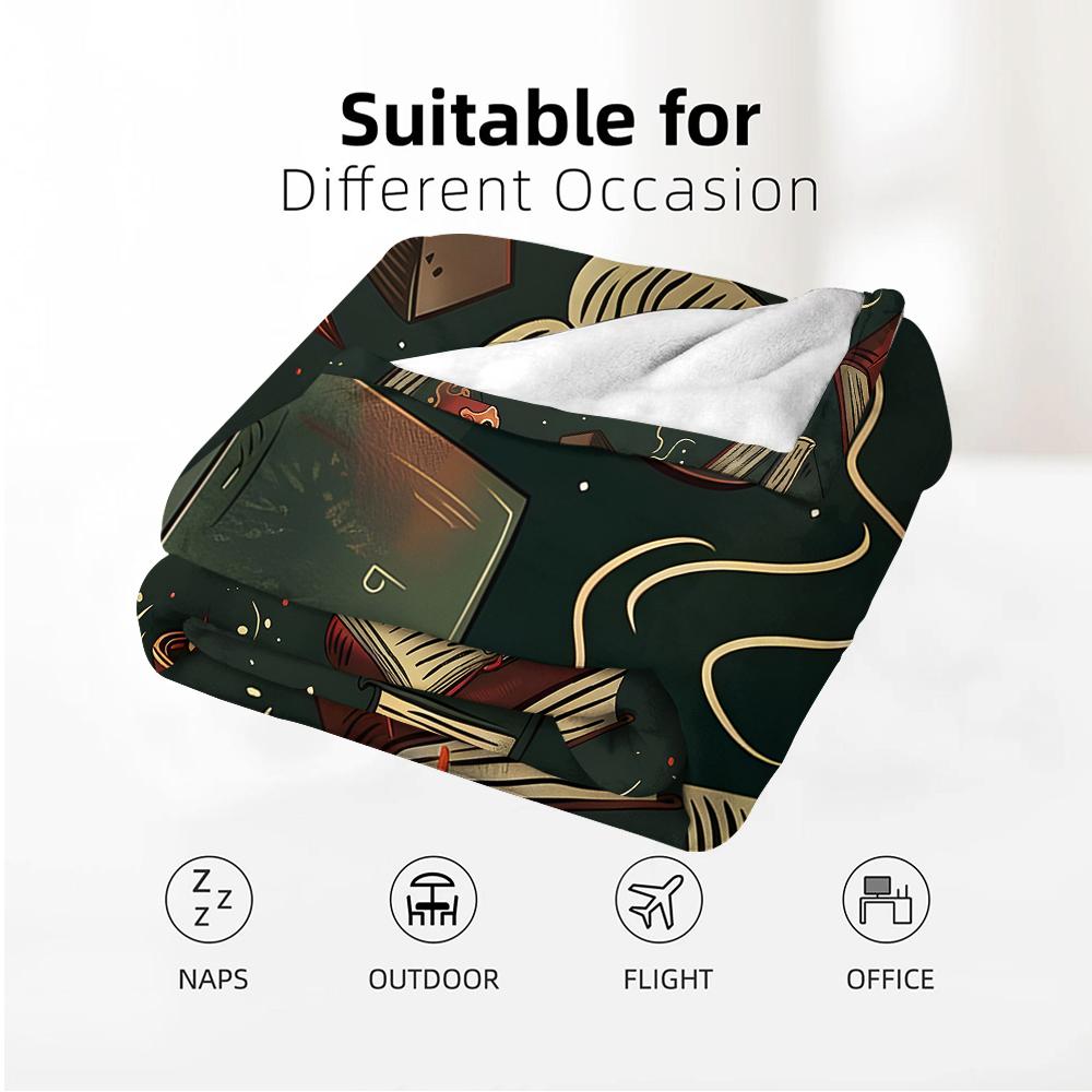 Dark Book Candle Soft Flannel Blanket Breathable Warm Throw for Office Car Sofa Kids Room Birthday Xmas Gift