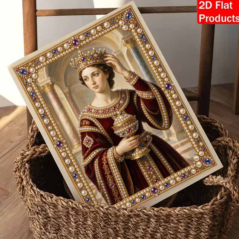 DIY 3D Pearl Diamond Painting Art Set Queen Crown Gemstone Portrait Home Decor Art Set Wall Art