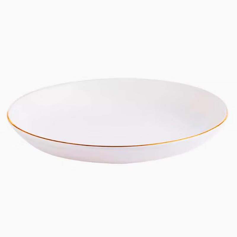 Taishun 8-inch Gold-Rimmed Chinese Ceramic Deep Plate