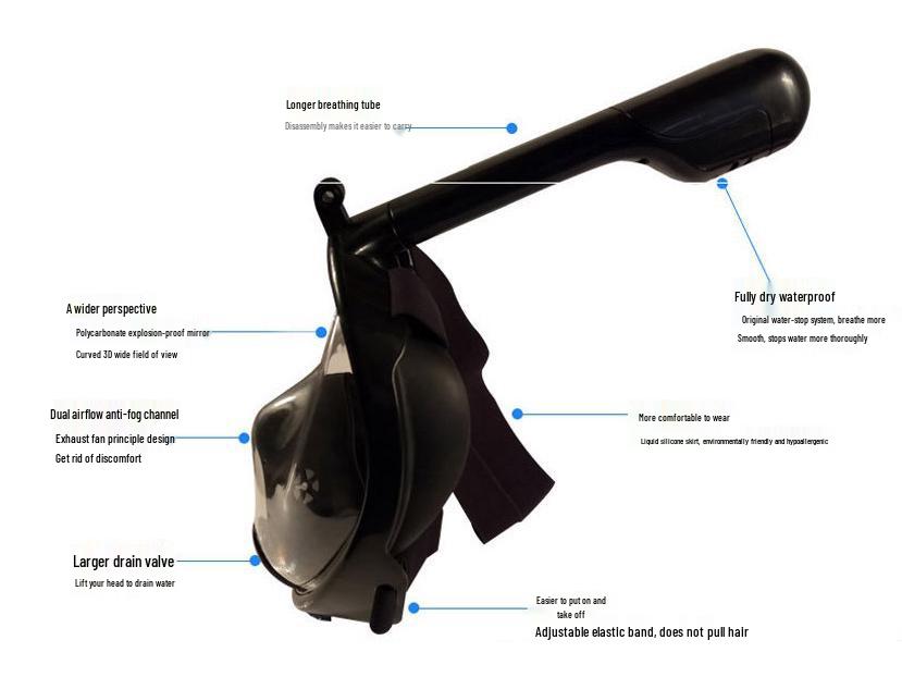 First Gen Anti-Fog Silicone Diving Mask for Adults & Kids - Full Dry Snorkeling & Swimming Equipment