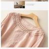 Women Summer Embroidered Round Neck Linen Cotton Blouse