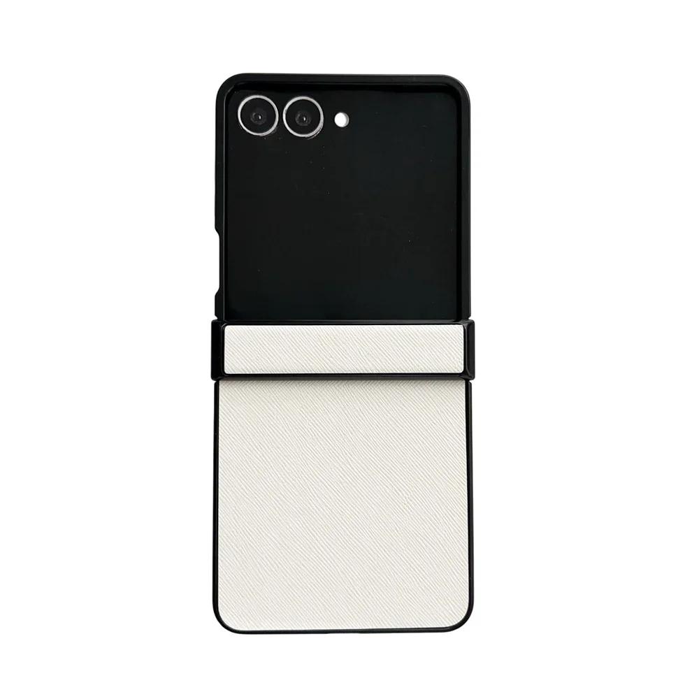 Luxury PU Leather Phone Case for Samsung Galaxy Z Flip 7 Fe 6 5 4 3 5G Hinge Protective Cover Durable Slim Fit