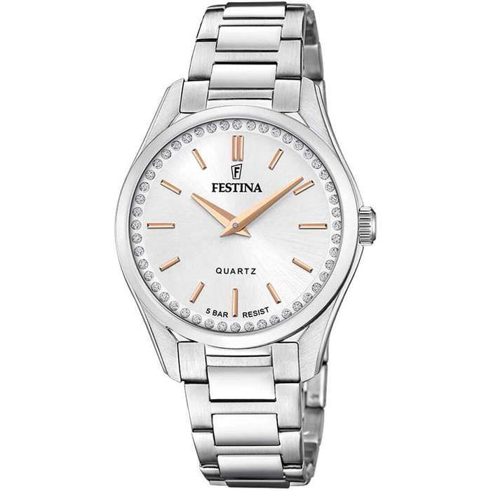 Montre femme - FESTINA - Modèle acier oxydes - Bracelet acier inoxydable - Cadran clair - Style chic