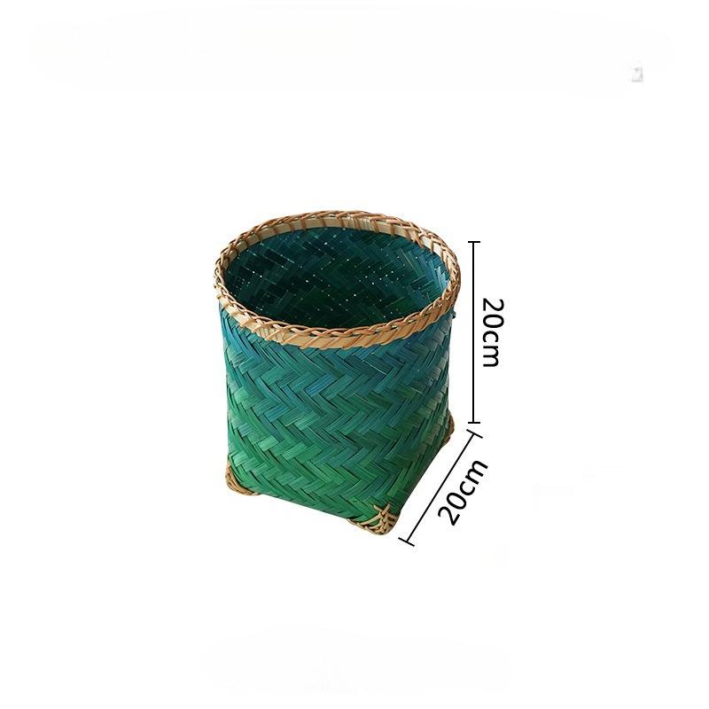 

Handmade Bamboo - Woven Round Basket, Ideal for Trash, Storage, Flower - Planting, in Living Room, Bedroom & Study