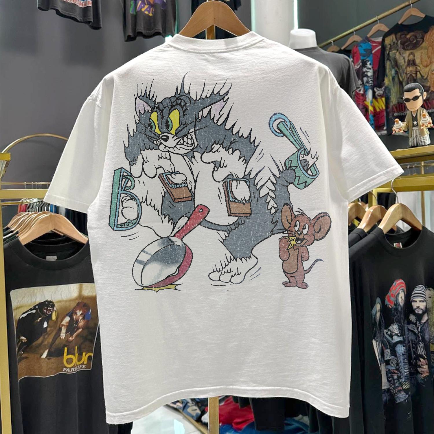 90s Tom And Jerry Classic T-Shirt White XL 3XL