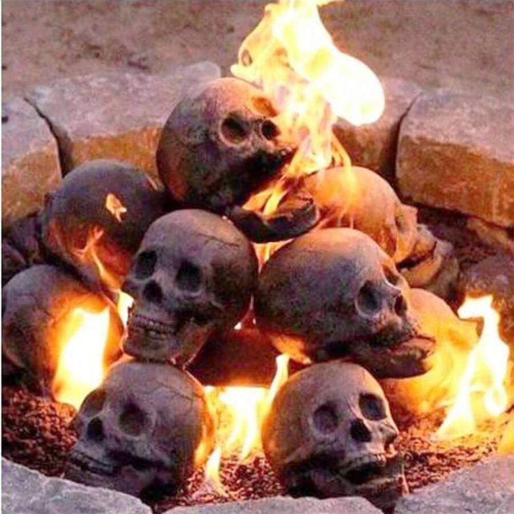 Pottery Simulation Skull Ornament Refractory Halloween Skull Props Fire Pit Skull Fireplace