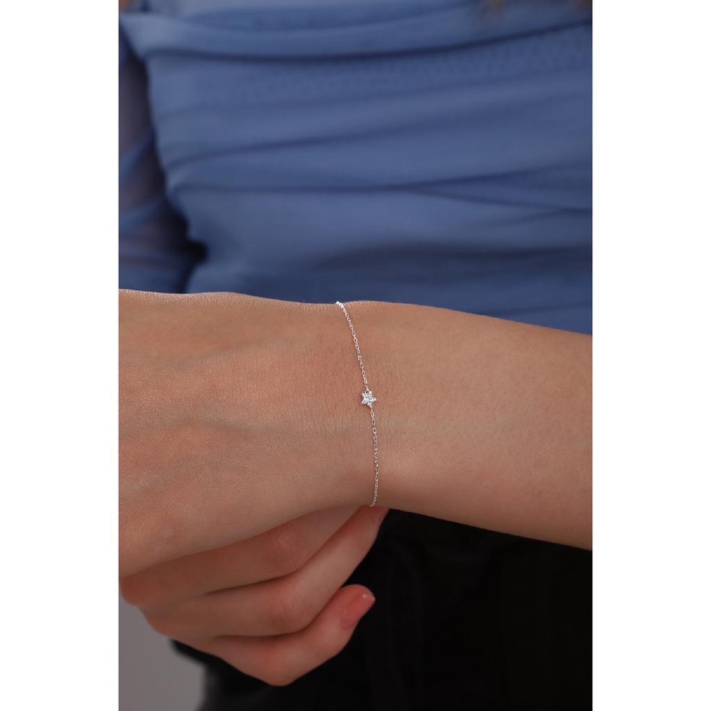 Women's 925 Sterling Silver Chain Mini Star Bracelet