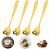 4pcs Polished Stainless Steel Heart Shaped Coffee Spoons Mixing Stirring Flatware for Cafe Bar Drinkware Tableware Accessories