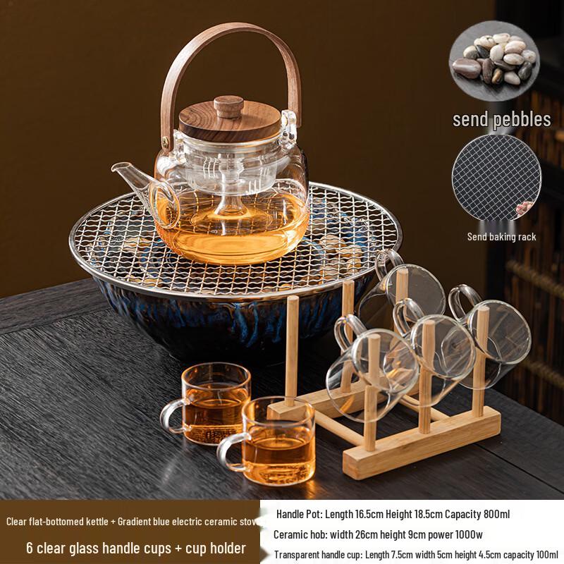 Cozy Electric Tea Set with Glass Kettle and Cups