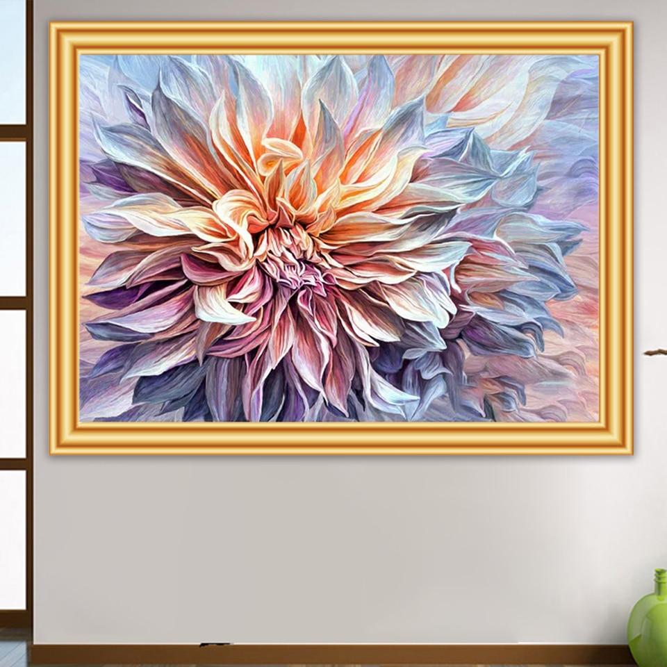 5D DIY-diamantmaling Blomsterlandskapssett Fullt drill Rund diamantbroderi Mosaikkkunst Bilde av Rhinestones Home Decor