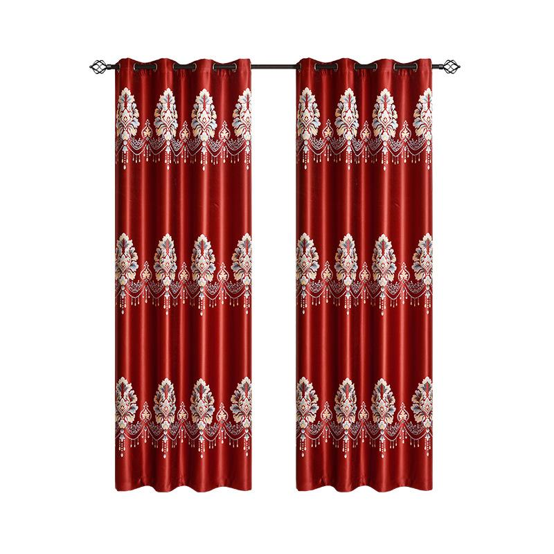 

Готовые шторы Европейские тканые жаккардовые шторы Перфорированные шторы Затемняющие шторы 140*260 красный