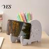 Clutter-free Desk Organizer Elephant Pencil Holder, Creative Phone Stand, Practical Storage Box, Wood-plastic Composite Desktop for Pens Makeup