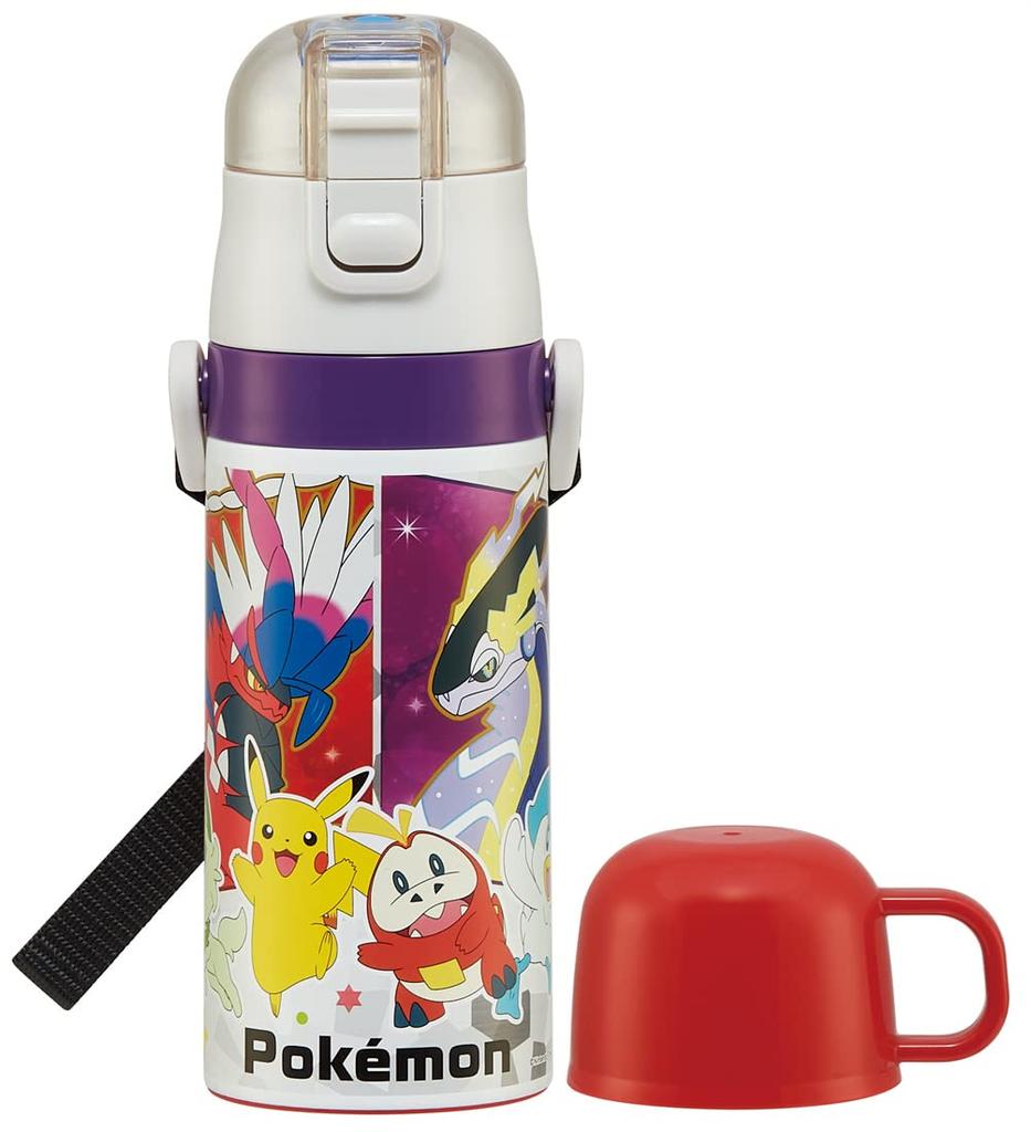 Skater Stainless Steel Water Bottle 2way Direct Drinking 420ml Cup Drinking 350ml Pokemon 23N Lightweight Type Boys Pocket Monster Small Capacity Type