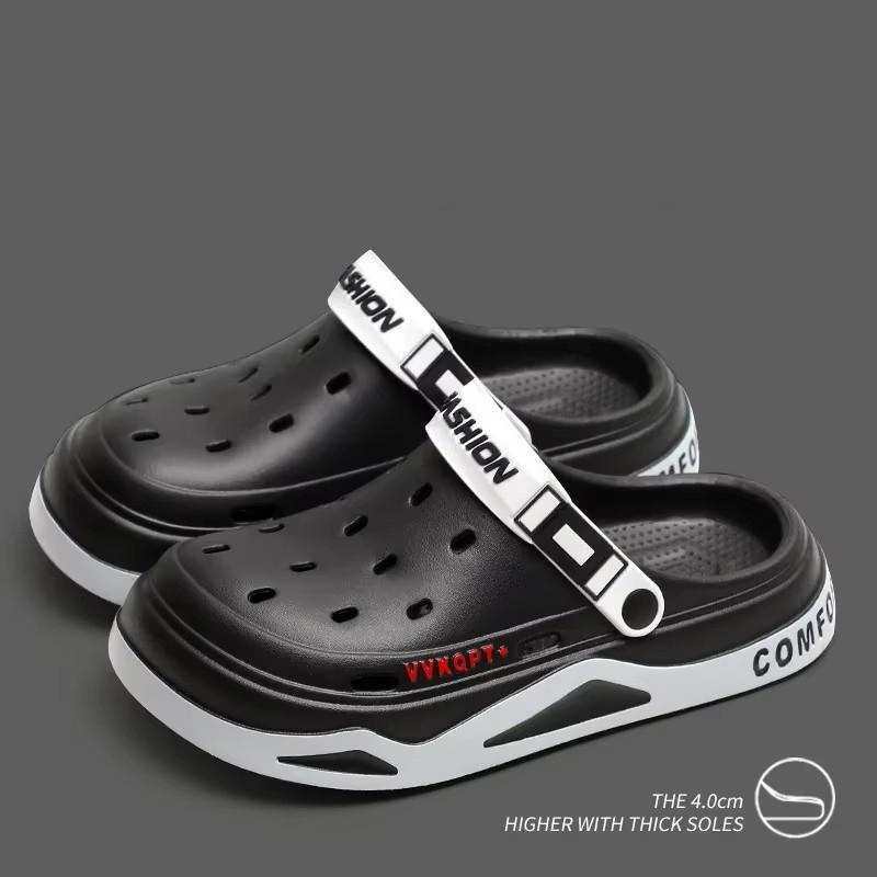 Fashion Summer Men's Sandals Clogs Thick Sole Slipper Waterproof Anti-Slip Sandals Flip Flops Non-slip Soft EVA Hole Shoes
