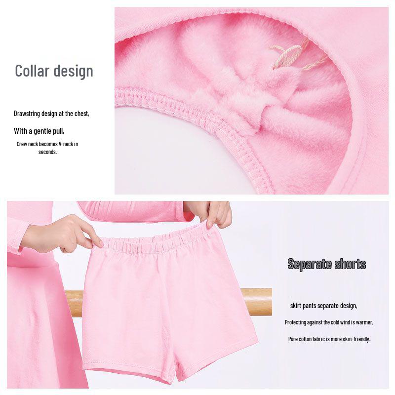Toddler Girls' Long Sleeve Fleece Dance Leotard for Winter Practice and Exams