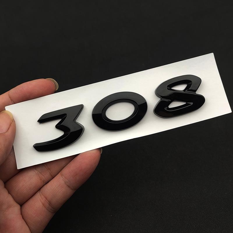 3d ABS Chrome Black Logo 308 Emblem Letters Car Trunk Badge For 308 SW T9 CC Adhesive Number Sticker Accessories