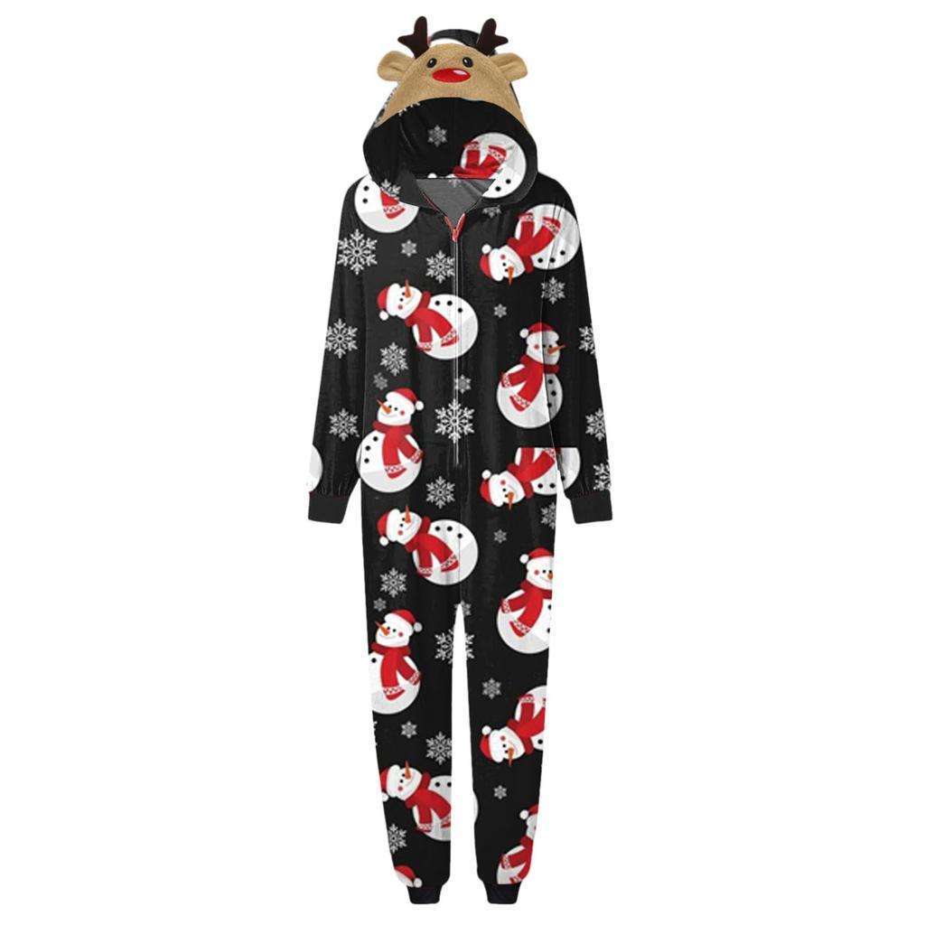 Christmas Hooded Jumpsuit Pajamas Elk Loungewear Outfits, Family Xmas  Matching Sets
