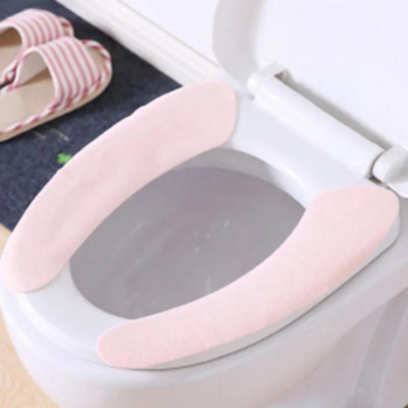 

Universal Toilet Seat Cover 2 Pairs Soft Cartoon WC Toilet Sticky Seat Pad Washable Bathroom Warmer Seat Lid Covers Cushion
