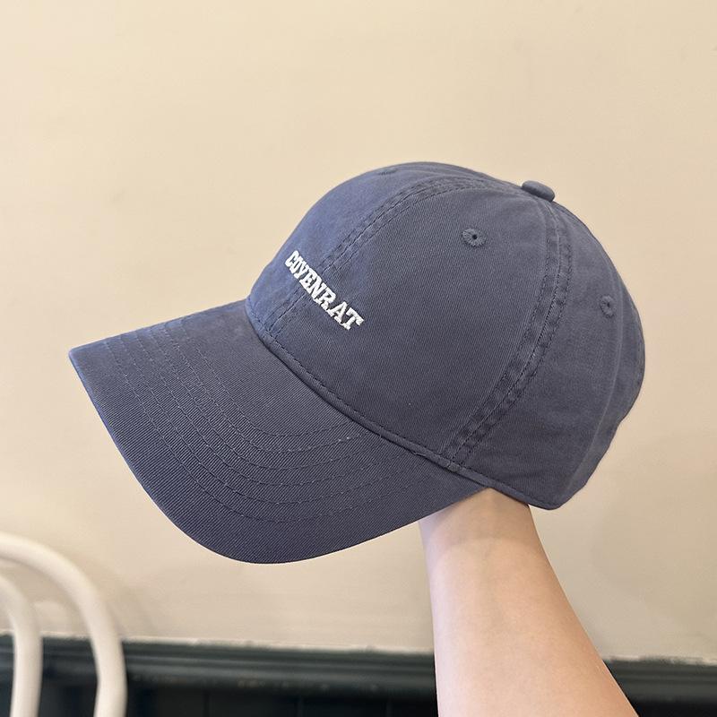 Simple Embroidered Letters Washing Cotton Baseball Hat for Women Street Couple Showing Their Faces, Small Wide-brimmed Baseball Cap for Men