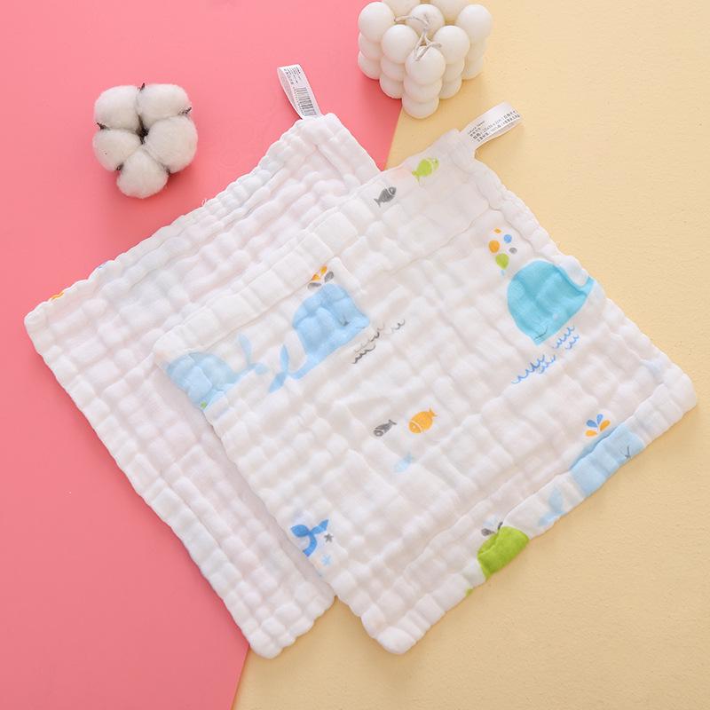 High-Density Pure Cotton Baby and Toddler Towel Set: Cartoon Drool Bib & Thin Hand Towel