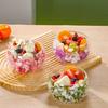 Doppelwandige Glasschale mit echten gepressten Blumen Hitzebeständig Kältebeständig Transparent Lebensmittelschale für Salat Dessert Servieren Niedliche Heimküchendekoration
