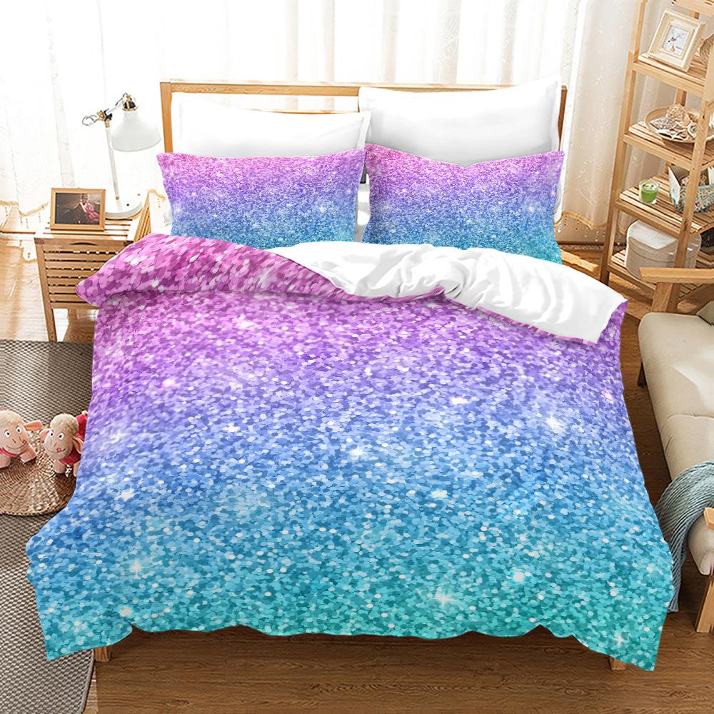 

Набор пододеяльников с градиентом из микрофибры в радужную полоску с блестками, пододеяльник Double Queen King Size, 2/3 шт. EU single(135x200cm)