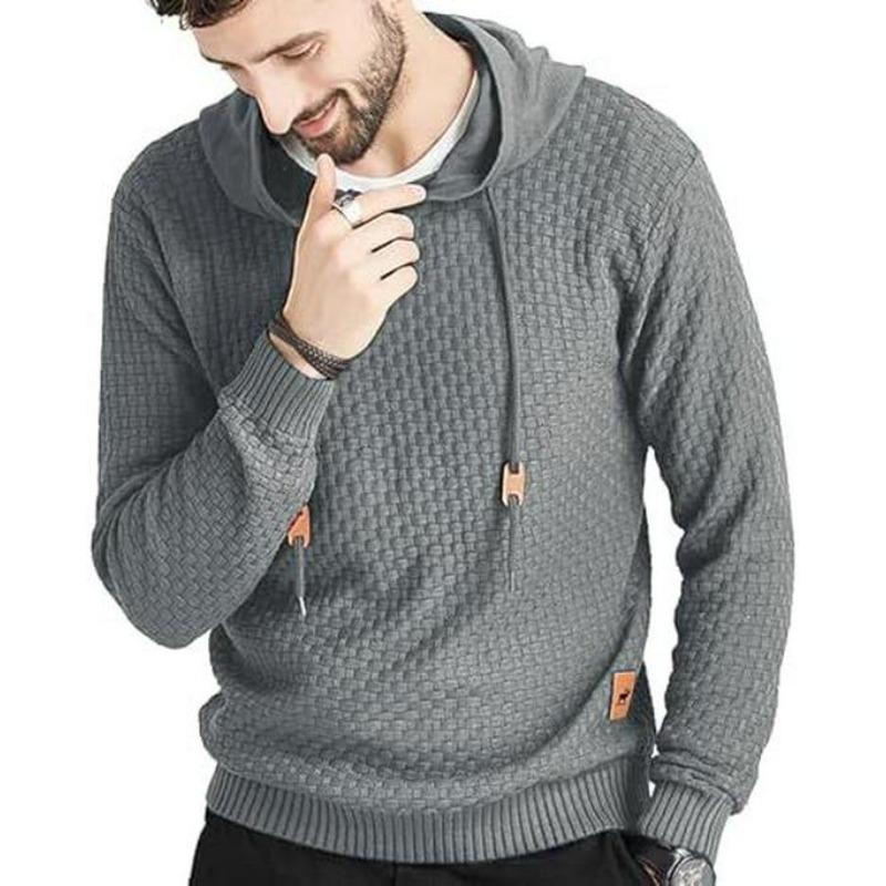Zaitun Men's Long Sleeve Knitted Hooded Sweatshirt