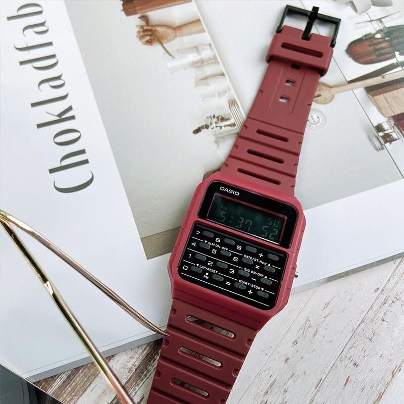 Casio YOUTH Serie - digitaler Taschenrechner, modisches LCD-Display, multifunktional, wasserdicht, Quarzwerk, Harzarmband, Japanisch und CA-53WF-4B