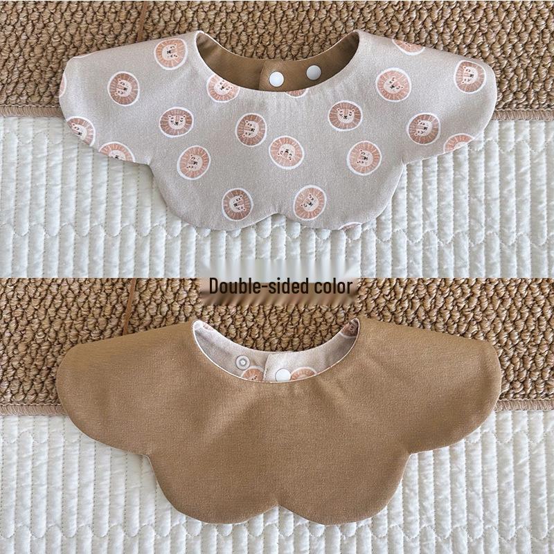 New Korean Style Double-Sided Waterproof Baby Bib - Soft Cotton Drool Bib for Infants (0-2 Years)