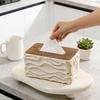 1PC Modern Minimalist Large Tissue Box Holder with Polished Brown Lid - Square Plastic Storage Organizer Suitable for Bathroom & Living Room