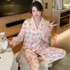 Spring Cartoon Cute Polka Dot Bear Pajamas Women'S Long-Sleeved Lapel Loose And Comfortable Loungewear
