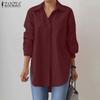 ZANZEA Women Turn Down Collar Loose Casual Long Sleeve Button Blouse