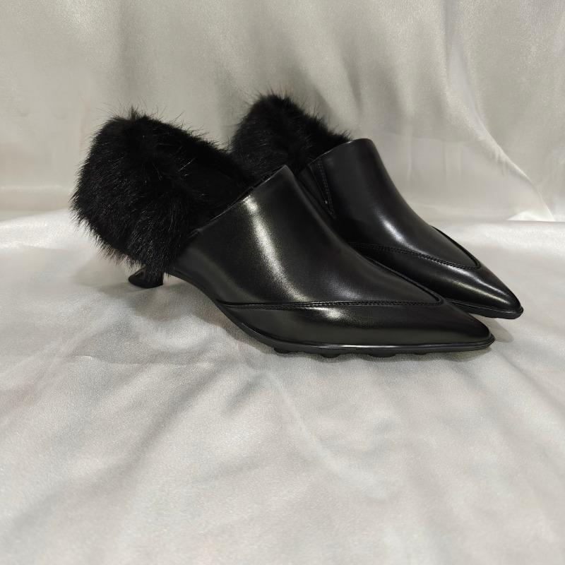 

Модные новые туфли из натуральной кожи, женские туфли с острым носком, черные, белые, уличные мюли, женские, удобные тапочки для женщин 34 чёрный