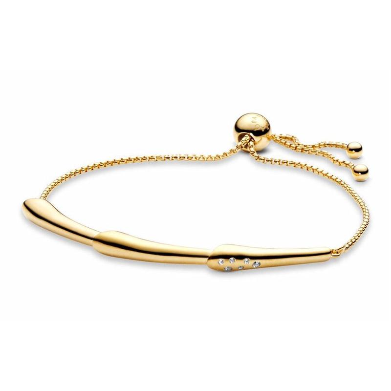 Pandora Flower stem slider bracelet for women 567917CZ золотой