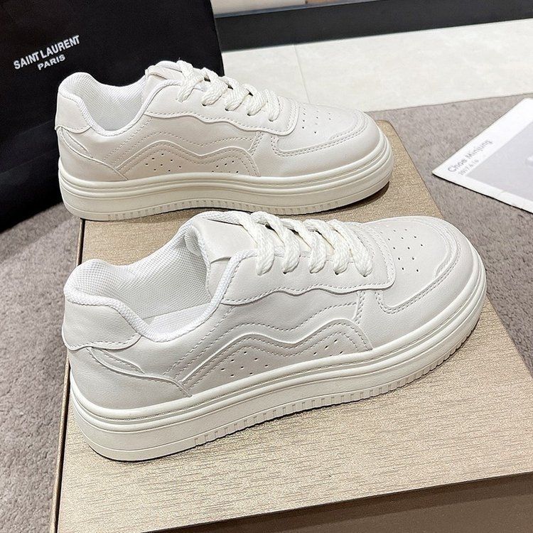 Japanese Versatile Milk Fufu Little White Shoes Under the Brand Women's 2025 Spring New Thick-soled Retro Casual Board Shoes
