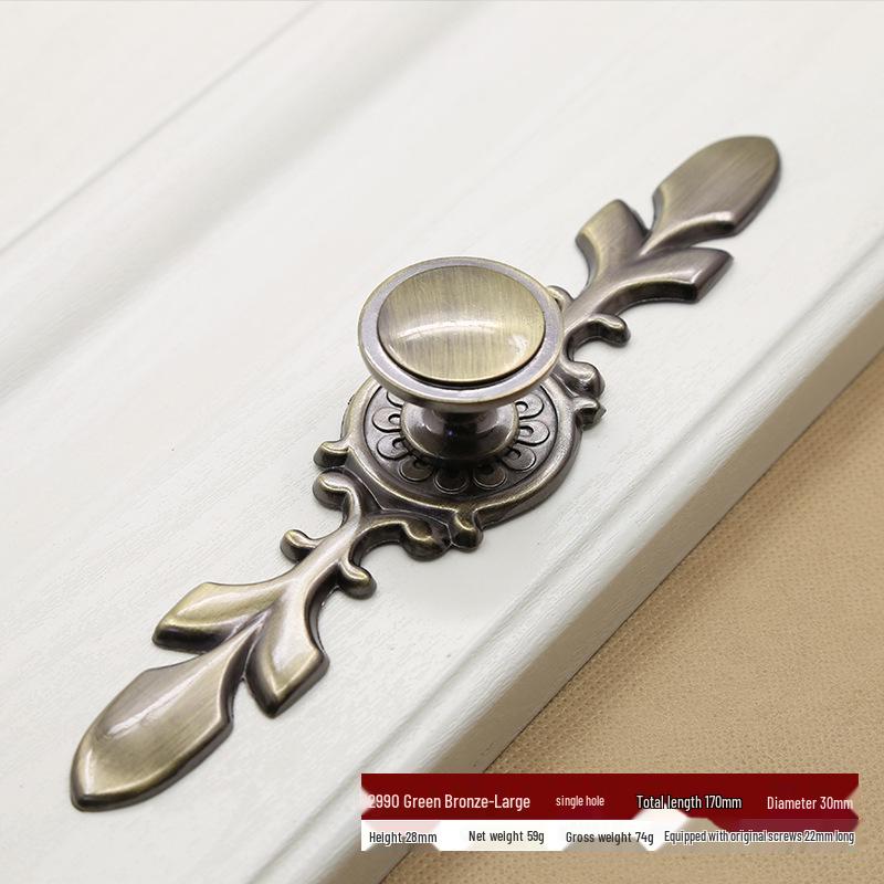 European Style Antique Bronze Pull Handle for Kitchen Cabinets, Wardrobes, and Drawers - Classic Retro Zinc Alloy Design.